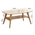 FREOSEN Table Basse Pliable en Bois Bamboo 100x65x50cm, Table de thé Salon avec étagère Style Nordique Moderne Simple-3