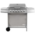 Barbecue gril à gaz VIDAXL - 6 brûleurs - Argenté - Surface de cuisson 63,5 x 37,5 cm-3