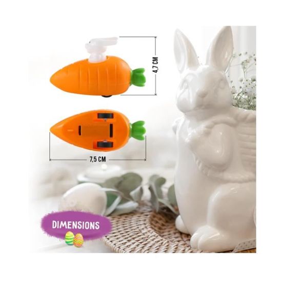 Lot De 12 Lapins à Remonter Avec Carotte - Jouet Pâques Pour Enfants, Cadeau Amusant