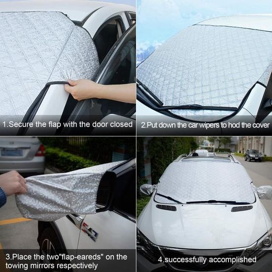 fengzong Pare-Brise de Voiture Visor Cover UV Protect Anti Ice Snow Frost Shield Protection Contre la poussi/ère Pare-Soleil pour Le Pare-Brise de Voiture Avant Noir et Noir