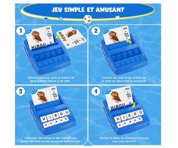 Joozmui Jeu éducatif 2 En 1 Lettres Et Chiffres, Plateau Scrabble, Apprendre à Lire, Dès 3-8 Ans, Cadeau Garçon Fille