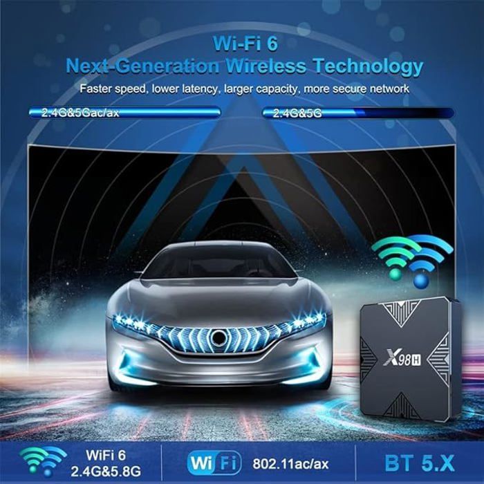 AMITVA Android TV Box 13.0, X88 Pro 13 4 Go De RAM 64 Go De ROM RK3528 Quad-Core Cortex-A53 CPU, 2,4 Ghz/5 Ghz Dual Band Wifi6 8K/4K Résolution Ultra