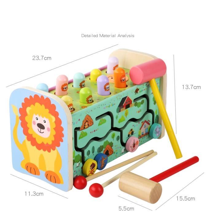 Enfant Bois Jouet Enfant Jeux Construction Bois Xylophone Bebe 18 Mois  avoir Forme Géométrique 8 ton Et Marteau en Bois - Lion - Cdiscount  Puériculture & Eveil bébé