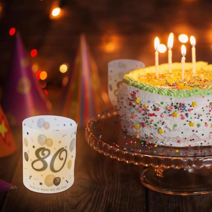 Bougie 80 Ans D'Anniversaire Photophores Décoratifs, 8Pcs Bougies D'Anniversaire Photophores - 8