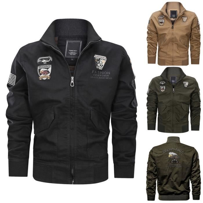 Blouson Homme Bombers Fashion Casual 100 Coton Blouson Aviateur Coupe Vent Confortable Marque Luxe Veste Hommes Kaki Kaki Cdiscount Pret a Porter