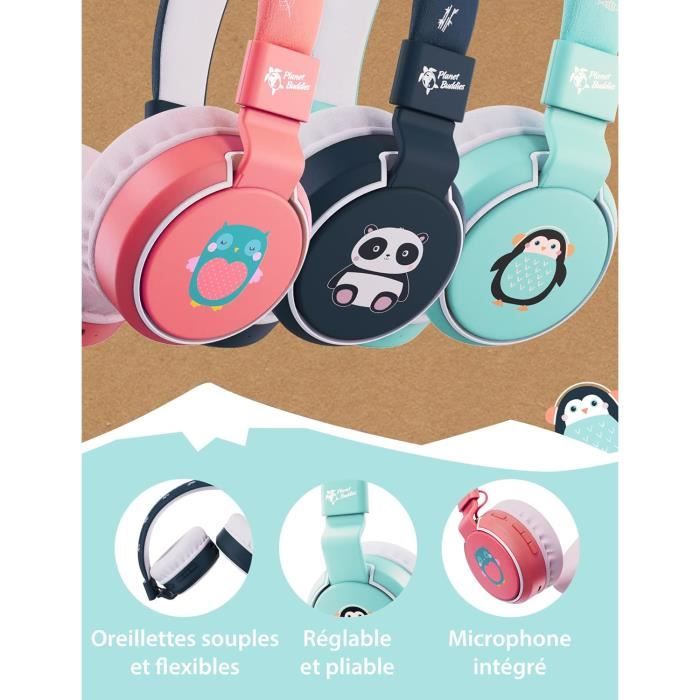 Casque Enfant Avec Micro – Design Panda, Bluetooth 5.0 Et Pliable, Parfait Pour L’école Et Les Jeux ! - 3