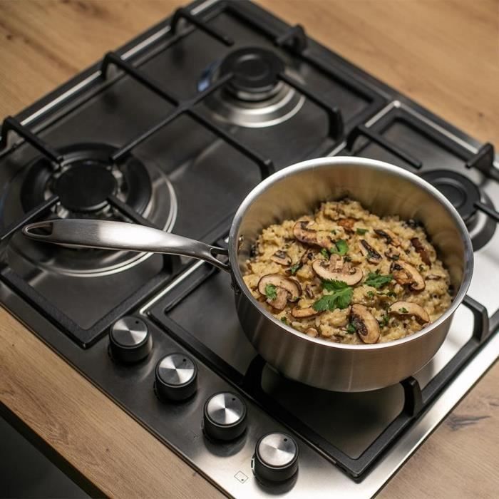 Petite Casserole à Huile En Inox 304 Avec Bec Verseur - Capacité 250 Ml, Compatible Induction, Poignée Bois