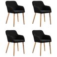 :)44492 GRAND 4 x Chaises de salle à manger ECONOMIQUE - Chaise de cuisine Chaise Scandinave - Noir - Tissu et chêne massif-0