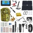 Kit de survie 40 en 1 planche de camping en plein air randonnée outils de survie d'urgence avec 25W Kit de Panneau Solaire-0