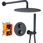 HOMELODY Colonne de Douche Thermostatique 38℃ Kit de Douche Encastrable Noire Mat Corps en Laiton avec Douchette à Mains