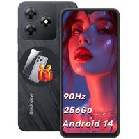 Blackview WAVE 8 Téléphone Portable 6.56" 12Go+256Go/2 To 13MP+8MP 5000mAh Smartphone 4G Android 14 Dual SIM - Noir