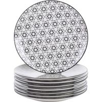 Vancasso HARUKA 8pcs Assiettes Plates Rond Porcelaine 27cm Plat Service de Table Vaisselles 4 Motifs Style Japonais Asiatique