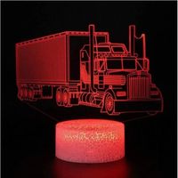3D Camion Tracteurs LED Lampe d'illusion Optique veilleuse 3D Décoration Chambre Lampe de bureau à télécommande tactile 7 couleurs