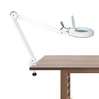 Lampe grossissante 5X - Lampe de bureau à LED Lunettes grossissantes avec pince réglable - Bras pivotant pliable - Blanc