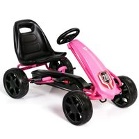 COSTWAY Kart à Pédales Go-Kart avec Siège Réglable Ergonomique et Frein à Main en Acier pour Enfants de 3 à 8 ans Rose