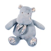 Peluche hippopotame bandana bleu ciel 22CM - HISTOIRE D'OURS - Motifs floraux - Compagnon idéal pour bébé