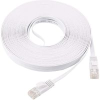 INECK® CAT.6 15M Ethernet Câble Gigabit LAN Réseau ** Plat et Blanc ** PC - Switch - Router - Modem - TV Box - Consoles de Jeux