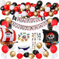 MMTX Décorations de fête d'anniversaire de pirate avec bannière de tatouage de pirate Bateau de pirate bateau ballons pour enfants