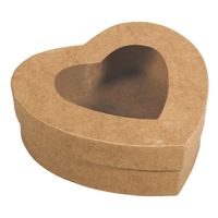 Boîte Coeur p.mâché, FSC Recycled 100%, 12,2x11,2x4,3cm, avec hublot