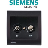 Siemens - Prise TV/FM Anthracite Delta Iris + Plaque basic Anthracite
