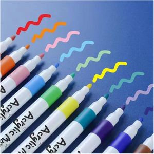 Roise-Stylos De Peinture Acrylique Colorés, Stylo Marqueur Pinceau, Peinture Rupestre, Pierre, Céramique, Verre, Bois, Toile, Bricolage, Fournitures Exécutives D'art
