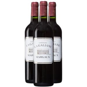 VIN ROUGE Château La Galiane Margaux Rouge 2016 - Lot de 3x75cl - Vin AOC Rouge de Bordeaux - Cépages Cabernet Sauvignon, Merlot, Petit