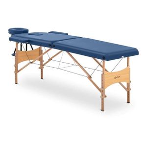 TABLE DE MASSAGE - TABLE DE SOIN Table lit de massage pliant pliante (cadre : hetre, revetement : PVC, hauteur de la table : 630 860 mm) bleu