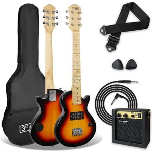 GUITARE Pack Guitare Rock Électrique enfant Taille Junior 1-2 pour Débutants - Ampli Portable 5 W, Jack, Housse, Médiators et.[Z382]