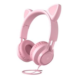 CASQUE - ÉCOUTEURS Cat Ear Kids Wired Headphone Earmuffs Bandeau Régl