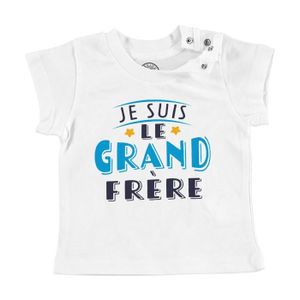 T-SHIRT T-shirt Bébé Manche Courte Blanc Je Suis le Grand 