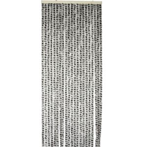Rideau Chenille 120 X 230 Cm Blanc/Gris - Rideau Traditionnel Bicolore