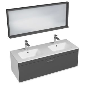 MEUBLE VASQUE - PLAN RUBITE Meuble salle de bain double vasque 1 tiroir