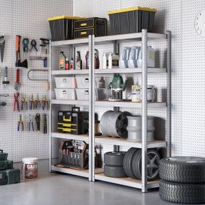 Étagère de garage pour garage, étagères de rangement au plafond réglables,  étagères de garage de 182,9 x 91,4 x 101,6 cm, capacité de charge noire