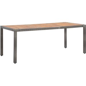 TABLE DE JARDIN  Table de jardin en résine tressée et acacia - vidaXL - Gris - 190x90x75cm