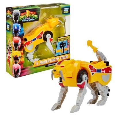 Power Rangers - Collection Megazord, Zords Articulé, 20 Cm, Modèle Sabertooth Tiger Dinozord, Pour Les Enfants Dès 4 Ans, PWG052 - Jeux - Jouets