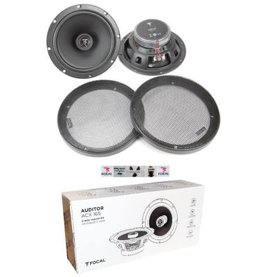 Kit De Altavoces Coaxiales Focal Auditor ACX-165 De 2 Vías Y 16.5 Cm (6.5") - 60W RMS, 120W MAX, 4 Ohmios, 91.5 DB, Incluye Rejillas Y 5 Pegatinas Gratis