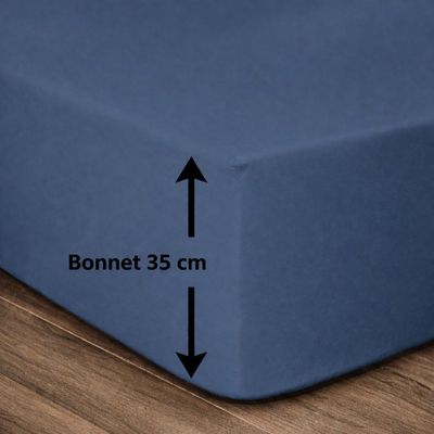 Drap plat en coton 57 fils 260x300 cm UNI bleu canard, par Soleil d