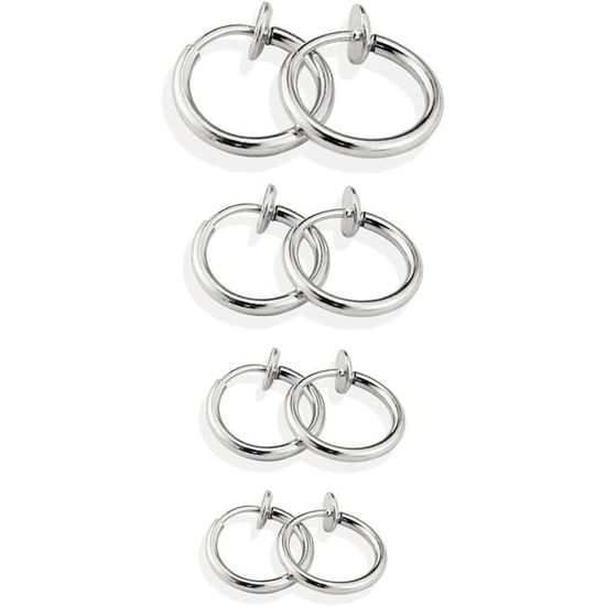 Jaetech House 5 Pairs Acier Inoxydable Ronde Magnétique Boucle D'Oreille Fake Piercing Pour Homme Femme Clou D'Oreille Clip 8MM, Acier Inoxydable, Sans_pierre
