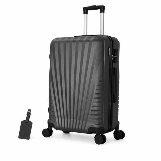 Valise Soute XXL 80cm En Polycarbonate - Cadre Aluminium, Roues 4 Directions, Serrure TSA, Poignée Cuir (gris/marron) - 3