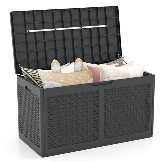 Coffre De Rangement Extérieure En Rotin 335l, Boîte De Rangement, 115x60x65cm (noir) - Coffre de