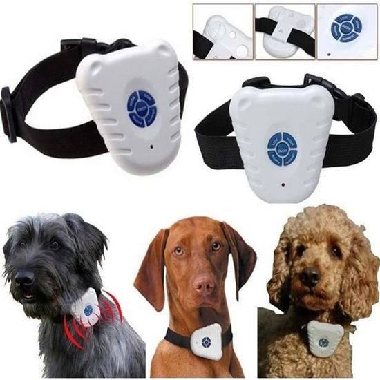 Collier anti-aboiement Collier dressage de chien à ultrasons pour petits et grands Batterie anti-aboiements Stimulations sans choc