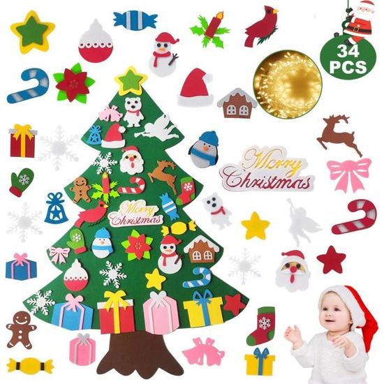 Feutre Arbre De Noël, Sapin Feutrine A Decorer, Arbre De Noël De Mur En Feutre Sapin De Noel En Feutre Pour Les Enfants Noel Decoration 33 Pieces 86483048