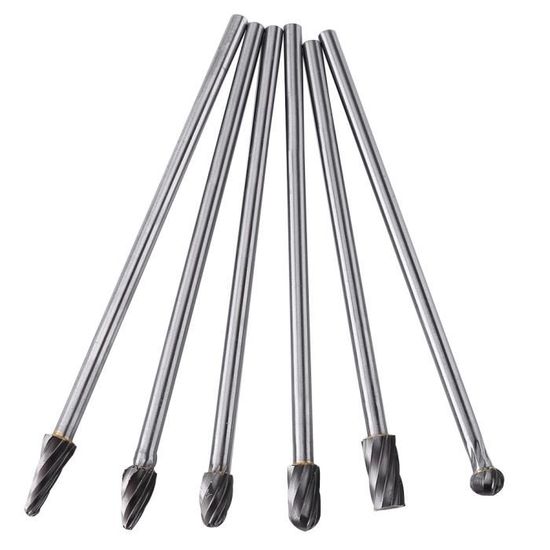 6 Fraises Rotatives En Carbure De Tungstène - Pour Coupe Aluminium - Tige 1/4 - Neuf Dans Son Emballage
