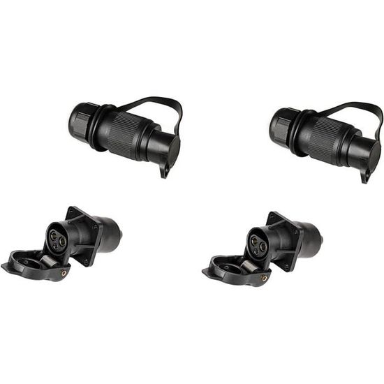 Kit Fiche Et Prise Remorque 3 Broches ETUKER - 12V/24V 25A Étanche - Tracteur, Agricole