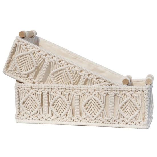 Mkono Panier à linge macramé à suspendre avec crochets au