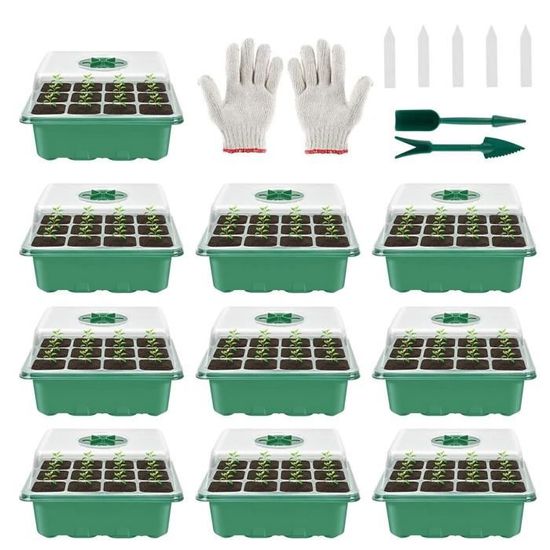 Kit 8 Pots De Pépinière Avec Soucoupes - Pots De Plantation Verts Pour Semis, Boutures Et Succulentes