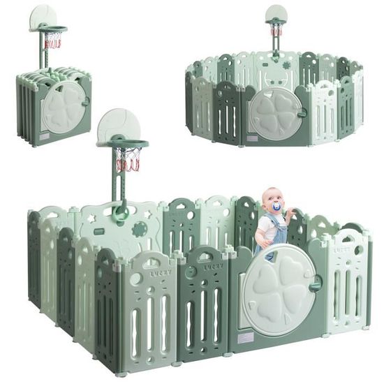 Parc Bébé Modulable 120x120 Cm EveryKip - Hauteur 60 Cm, Avec Anneaux De Préhension Et Sac De Transport - Pour Enfants De 0 à 6 Ans