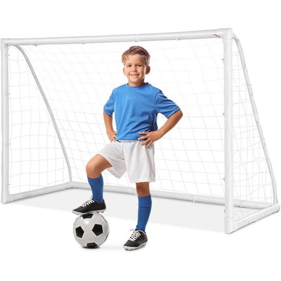 But De Football Enfant Aktive – 182x91x122 Cm, Avec Filet Et Toile D’entraînement à Trous, Blanc Et Bleu, Dès 6 Ans