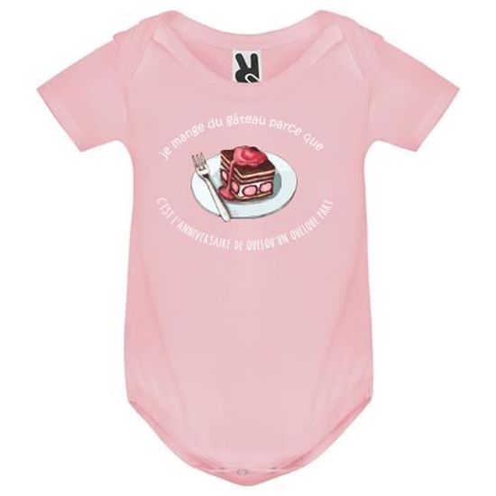 Body Bebe Bebe Fille Rose Je Mange Du Gateau Fond Noir Rose Cdiscount Pret A Porter