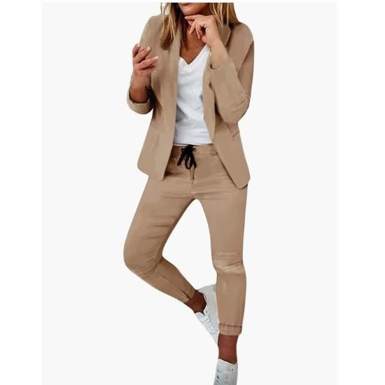 Costume Femme 2 Pièces élégant - Blazer Et Pantalon Slim Fit Pour Bureau Et Cérémonie